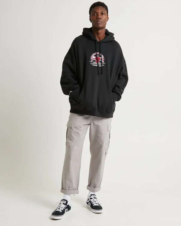 Best Sale MITCHELL & NESS Letterman Hoodie Bulls Black