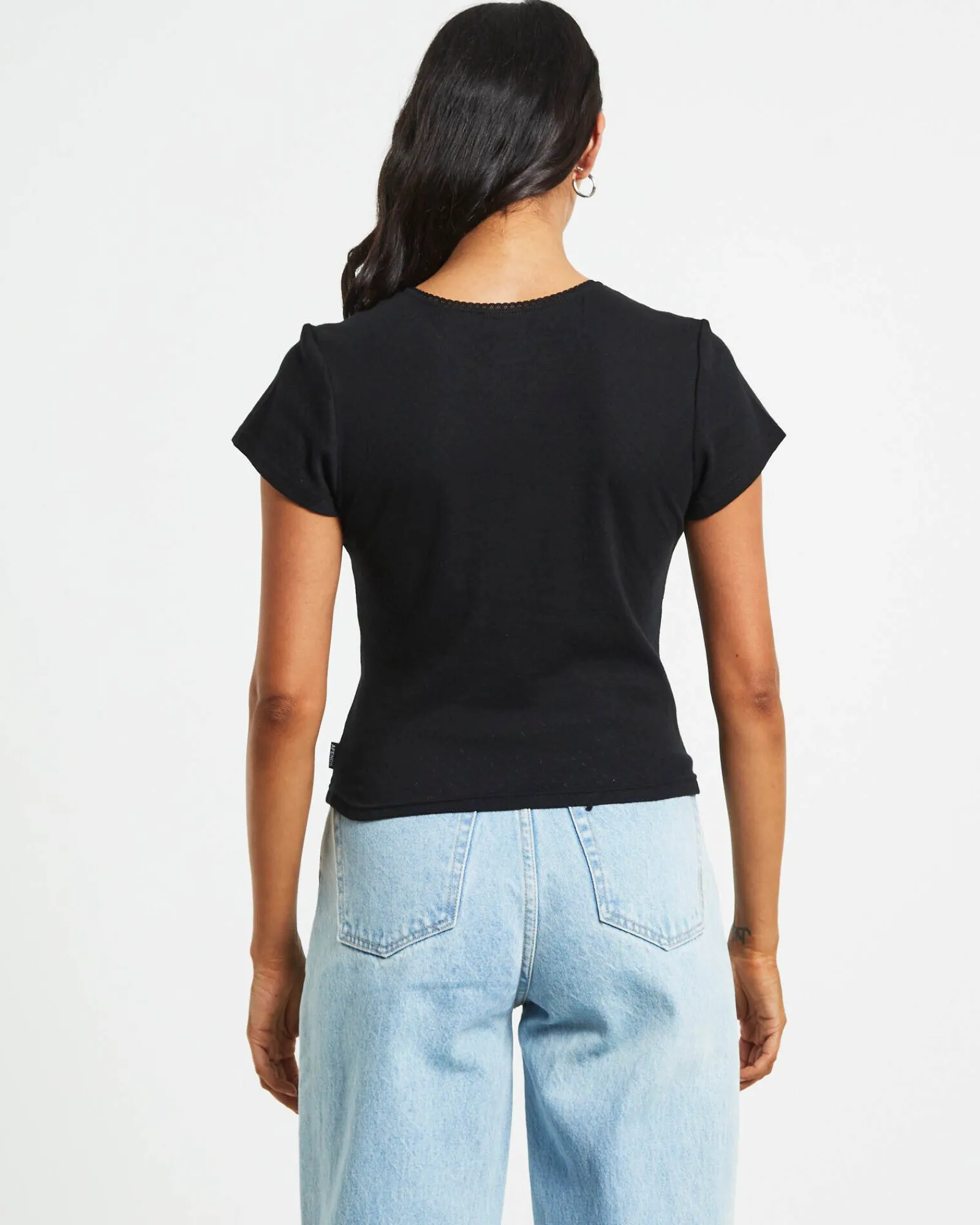 lilah_organic_pointelle_f_1.webp Sale AFENDS Lilah Organic Pointelle Fitted Tee In Black