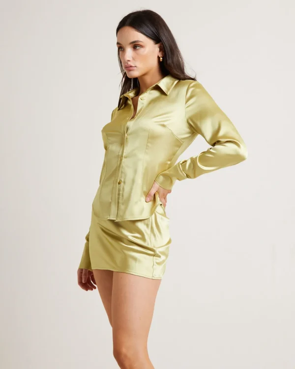 Best Sale ALICE IN THE EVE Lily Slimline Satin Long Sleeve Shirt