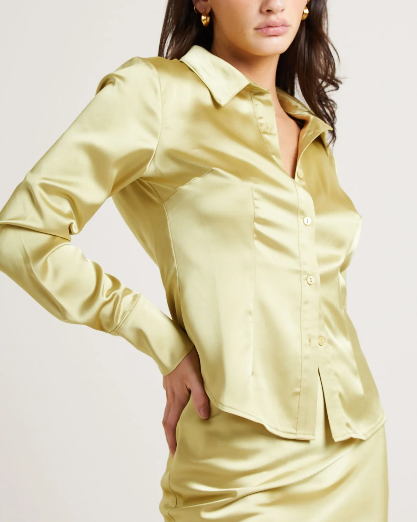 lily_slimline_satin_long__4.webp Best Sale ALICE IN THE EVE Lily Slimline Satin Long Sleeve Shirt