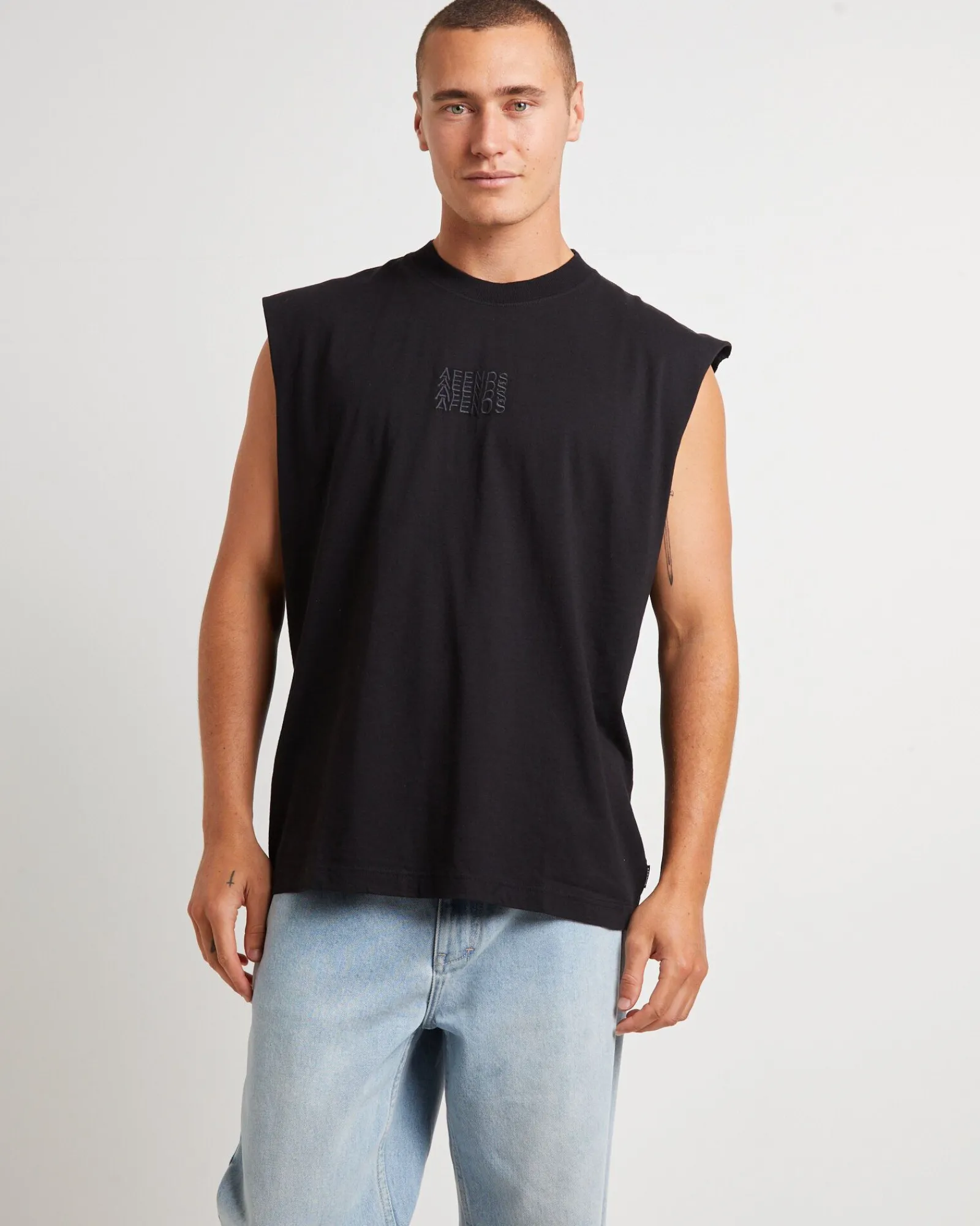 limits_recycled_sleeveles_0.webp Online AFENDS Limits Recycled Sleeveless Tank Tee In Black