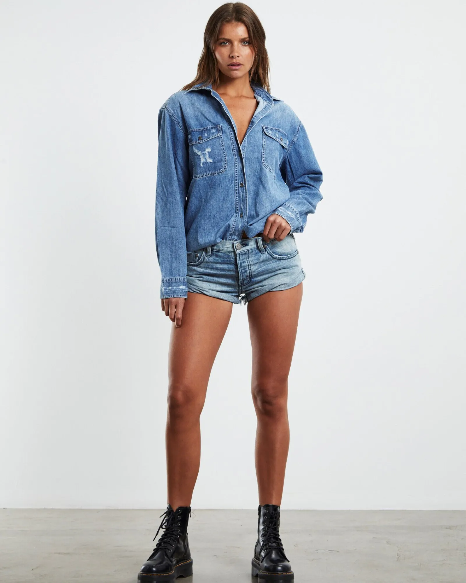 low_waist_bandit_denim_sh_2.webp Cheap ONE TEASPOON Low Waist Bandit Denim Shorts Salty Dog Blue