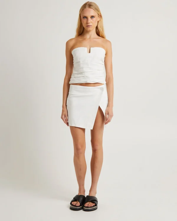 Outlet SUBTITLED Lui Cut Out Linen Bandeau Top In White
