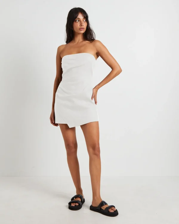 Outlet SUBTITLED Lui Linen Mini Dress White