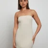 Store GENERAL PANTS CO. BASICS Luxe Knitted Bandeau Mini Dress In Stone