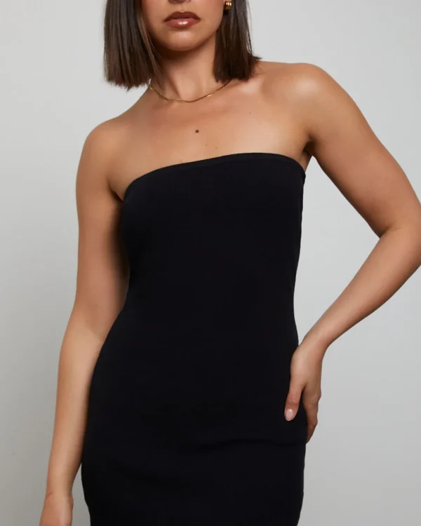 Outlet GENERAL PANTS CO. BASICS Luxe Knitted Bandeau Mini Dress In Black