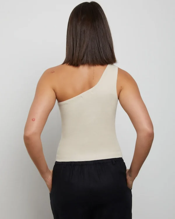 Discount GENERAL PANTS CO. BASICS Luxe Knitted One Shoulder Top In Vintage Stone