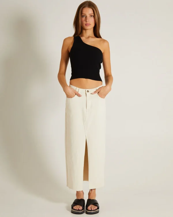 Fashion GENERAL PANTS CO. BASICS Luxe Knitted One Shoulder Top In Black