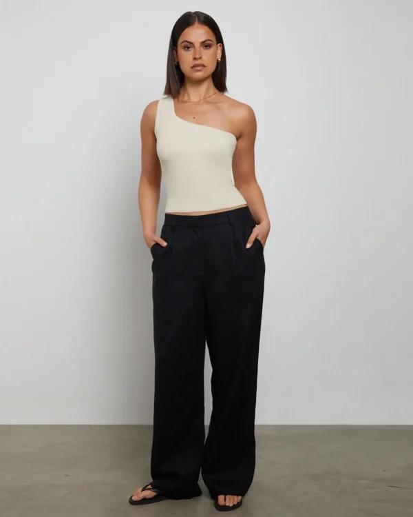 Discount GENERAL PANTS CO. BASICS Luxe Knitted One Shoulder Top In Vintage Stone