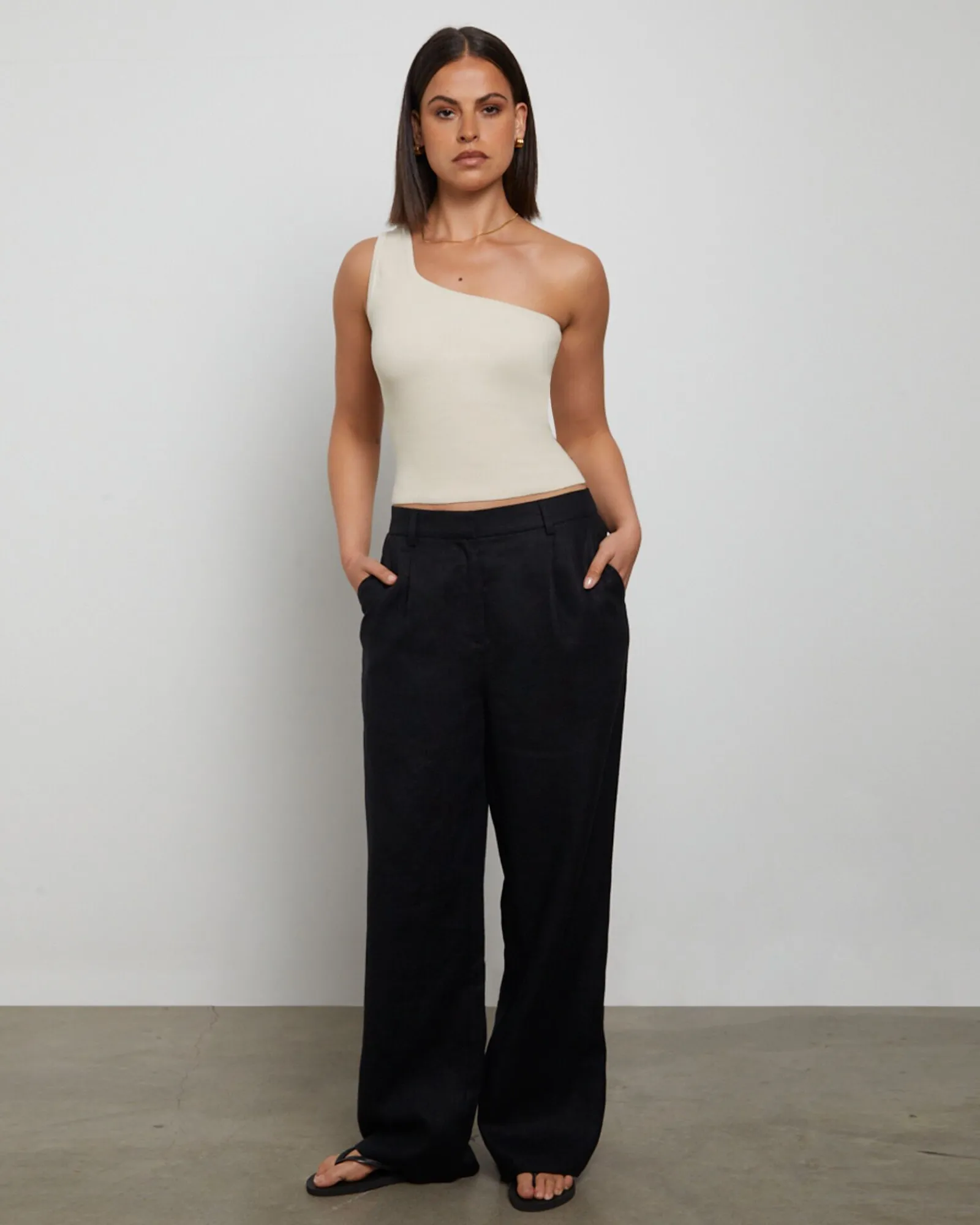 luxe_knitted_one_shoulder_2.webp Discount GENERAL PANTS CO. BASICS Luxe Knitted One Shoulder Top In Vintage Stone
