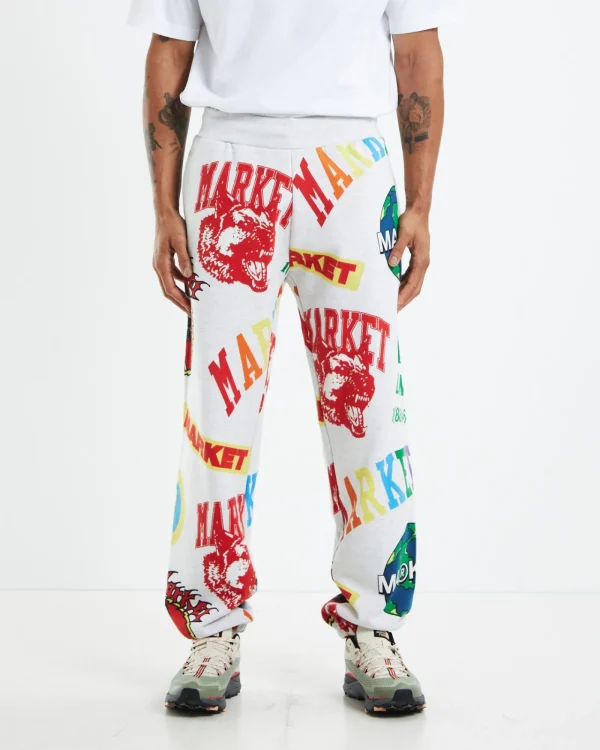 New MARKET Monogram Aop Sweatpants Ash Grey