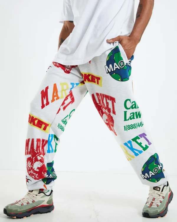 New MARKET Monogram Aop Sweatpants Ash Grey