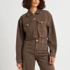 Store INSIGHT Mia Crop Denim Jacket Washed Sepia