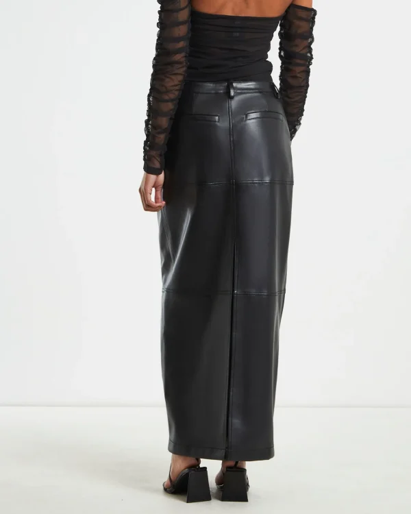 Hot ALICE IN THE EVE Millie Leather Look Maxi Cargo Skirt Black