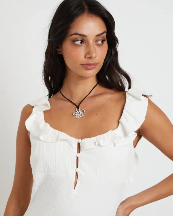 Hot SUBTITLED Molly Frill Back Mini Dress In Off White