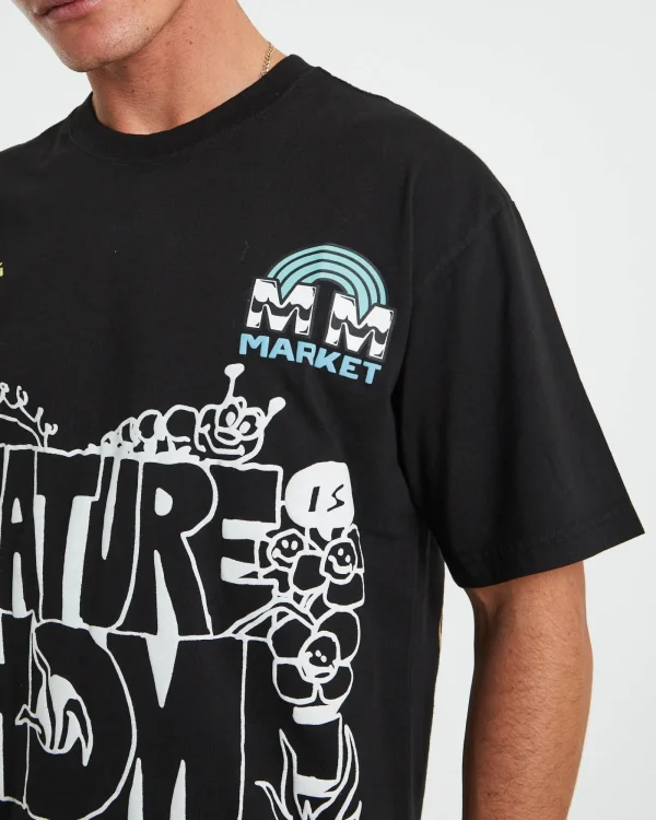 Clearance MARKET Nature Is Home Short Sleeve T-Shirt In Vintage Black