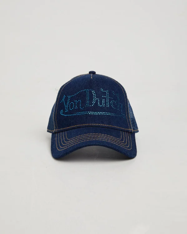 Outlet VON DUTCH Navy Stone Denim Trucker Cap