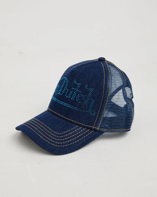 Outlet VON DUTCH Navy Stone Denim Trucker Cap
