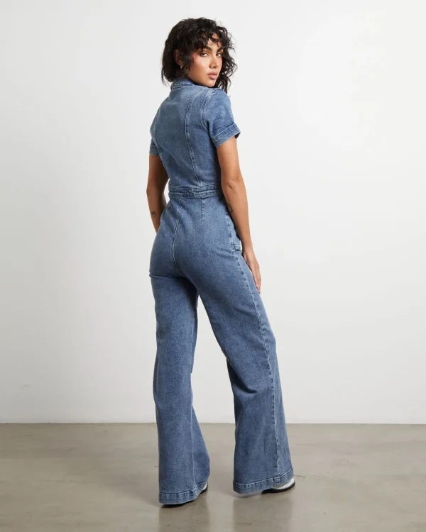 Best INSIGHT Nikki Denim Maxi Boiler Suit In Wasted Blue