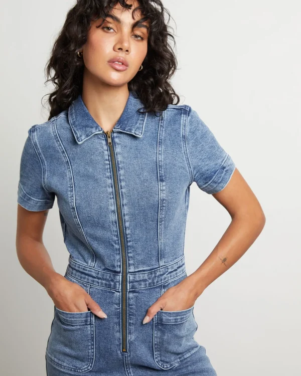 Best INSIGHT Nikki Denim Maxi Boiler Suit In Wasted Blue