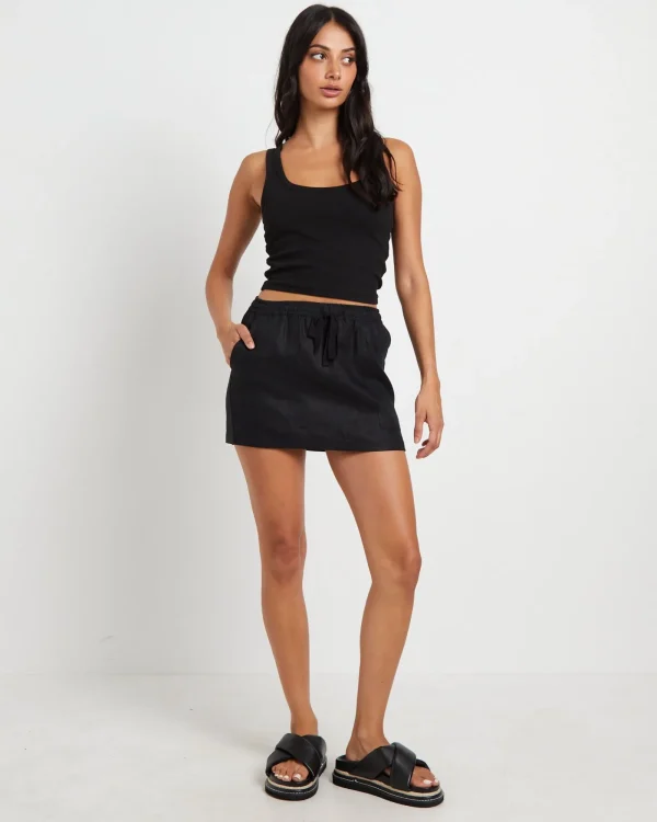 Best SUBTITLED Nixie Mini Linen Skirt In Black