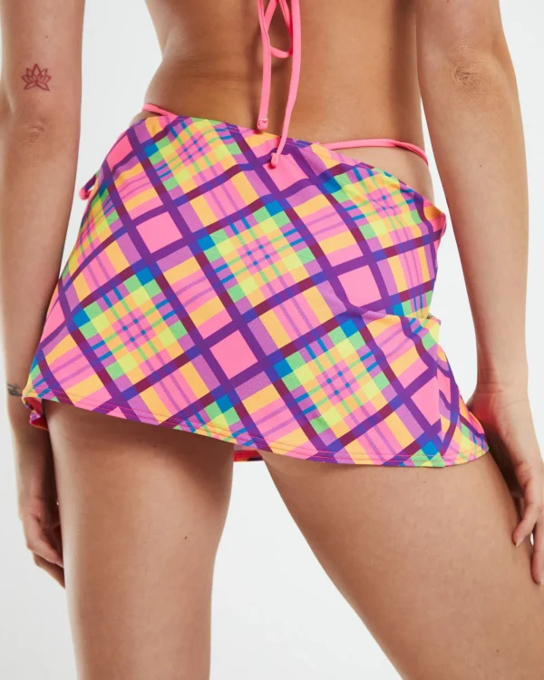 Shop INSIGHT Nixie Summer Check Mini Skirt Pink
