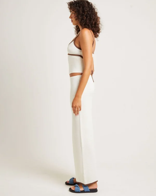 Shop SUBTITLED Nori Compact Contrast Knit Top Oat