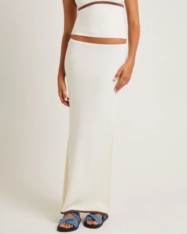 Sale SUBTITLED Nori Compact Knit Maxi Skirt Oat