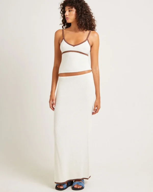 Sale SUBTITLED Nori Compact Knit Maxi Skirt Oat