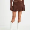 Sale ALICE IN THE EVE Nyra Lace Peplum Mini Skirt In Chocolate Brown