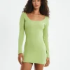 Best GENERAL PANTS CO. BASICS Open Neck Long Sleeve Dress Lime