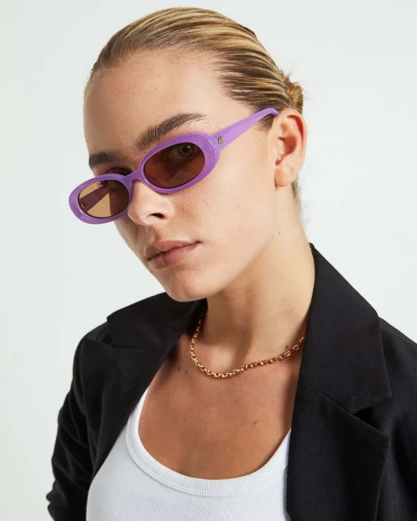 Cheap LE SPECS Outta Love Milky Digital Sunglasses Lavender/Light Brown Mono