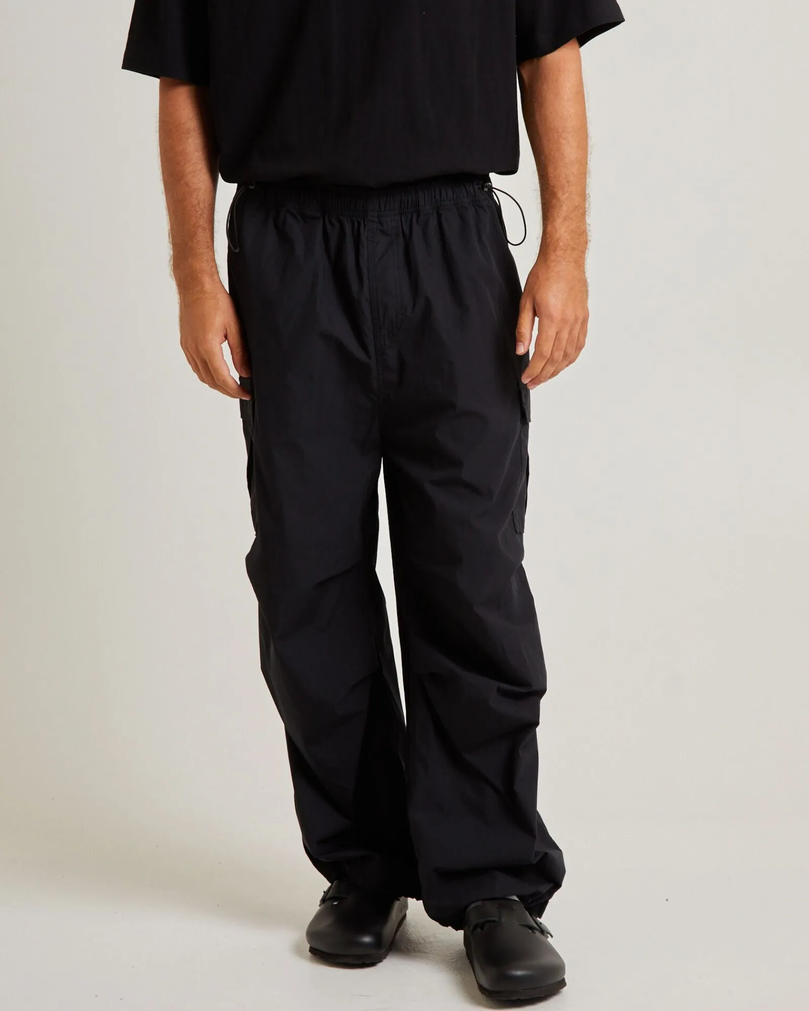 oversized_parachute_cargo_2.webp Best BLACK NOISE WHITE RAIN Oversized Parachute Cargo Pant In Black