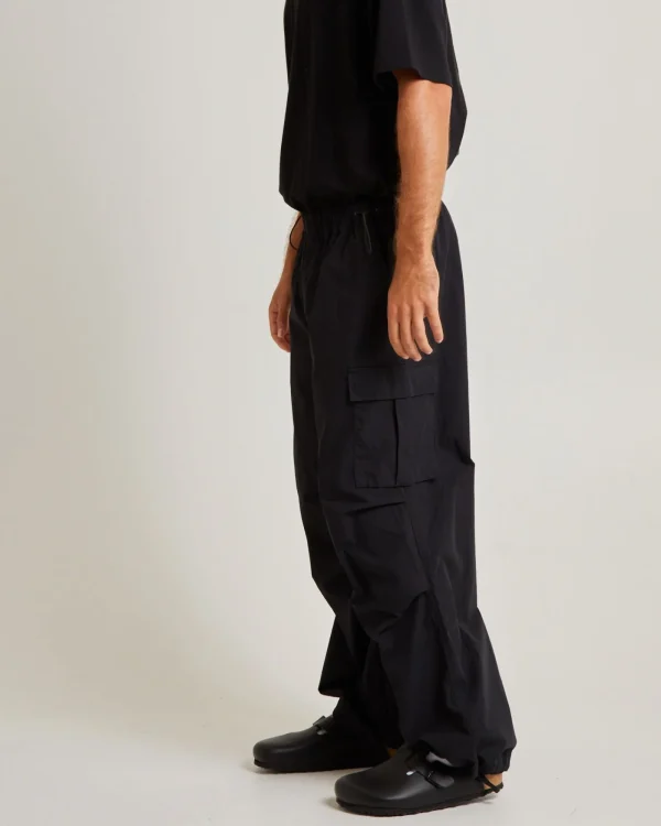 Best BLACK NOISE WHITE RAIN Oversized Parachute Cargo Pant In Black