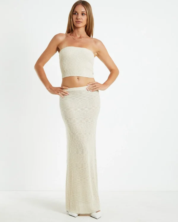 Best Sale SUBTITLED Paige Boucle Knit Bandeau Top Cream
