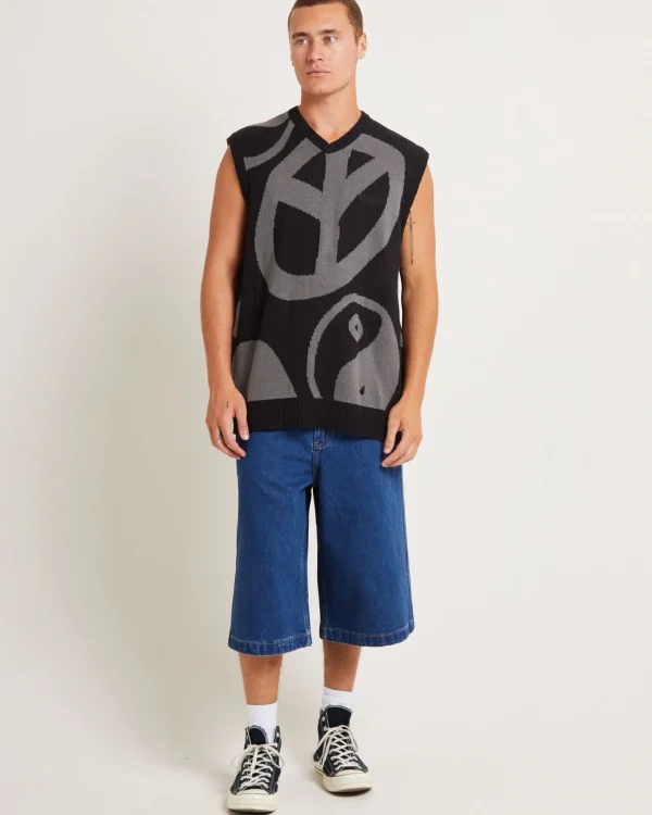 Hot SPENCER PROJECT Peace Corp Knitted Vest In Black