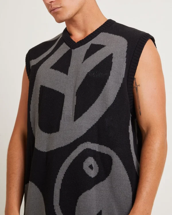 Hot SPENCER PROJECT Peace Corp Knitted Vest In Black