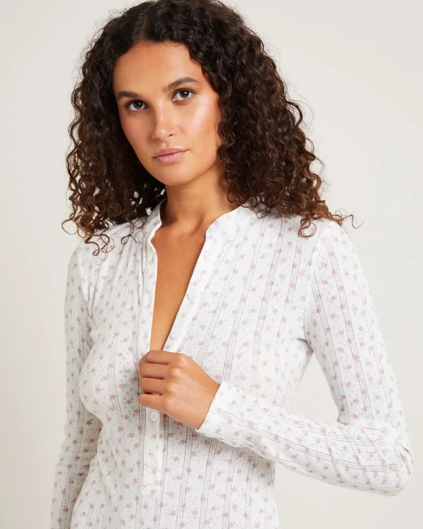 Hot LOVE NOTES Penny Pointelle Romper White Floral