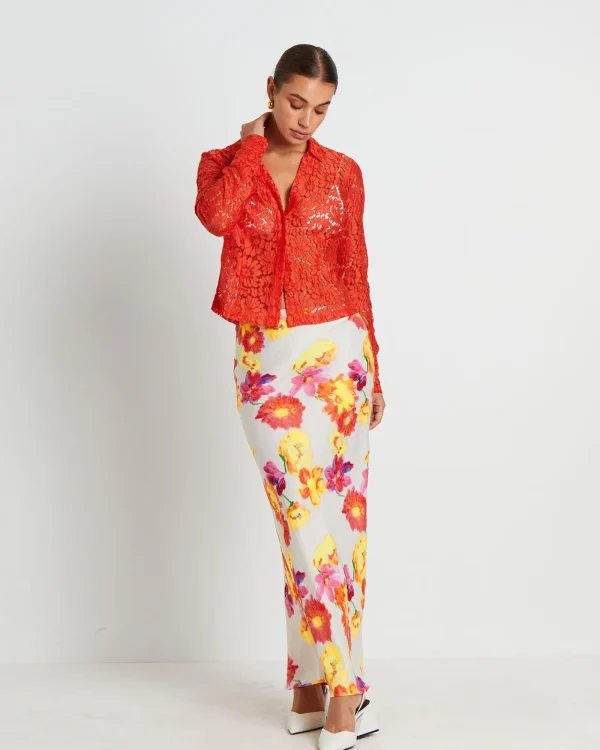 New STUDIO Pip Sheer Lace Long Sleeve Shirt