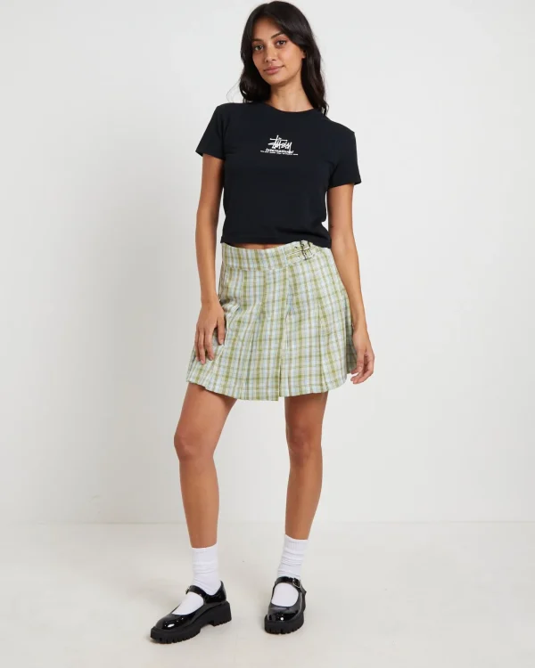 Discount X GIRL Plaid Pleated Skirt In Army Green