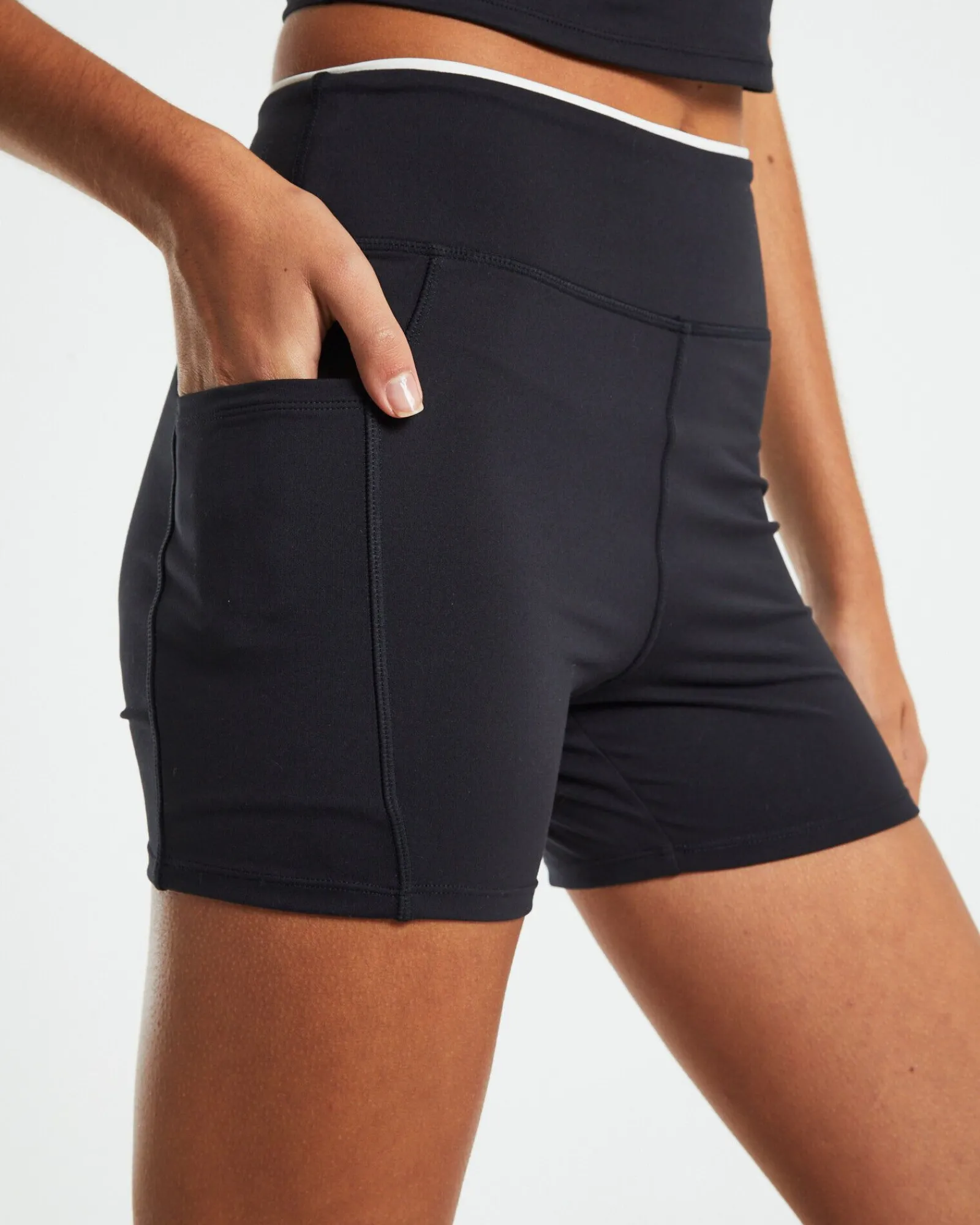 pocket_seam_shorts_blackw_4.webp Flash Sale SUBTITLED SPORTS CLUB Pocket Seam Shorts Black/White