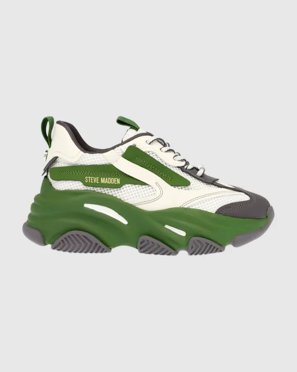 New STEVE MADDEN Possession-E Sustainable Sneakers White/Green