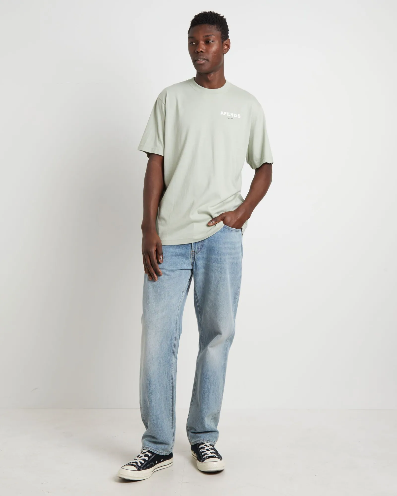 question_recycled_retro_f_2.webp New AFENDS Question Recycled Retro Fit Short Sleeve T-Shirt In Eucalyptus Green