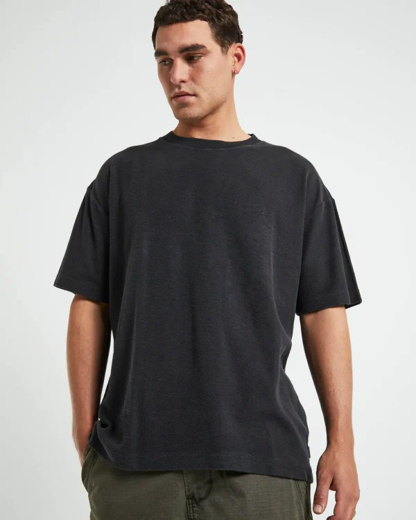 Sale ARVUST Ramona Linen Short Sleeve T-Shirt In Washed Black