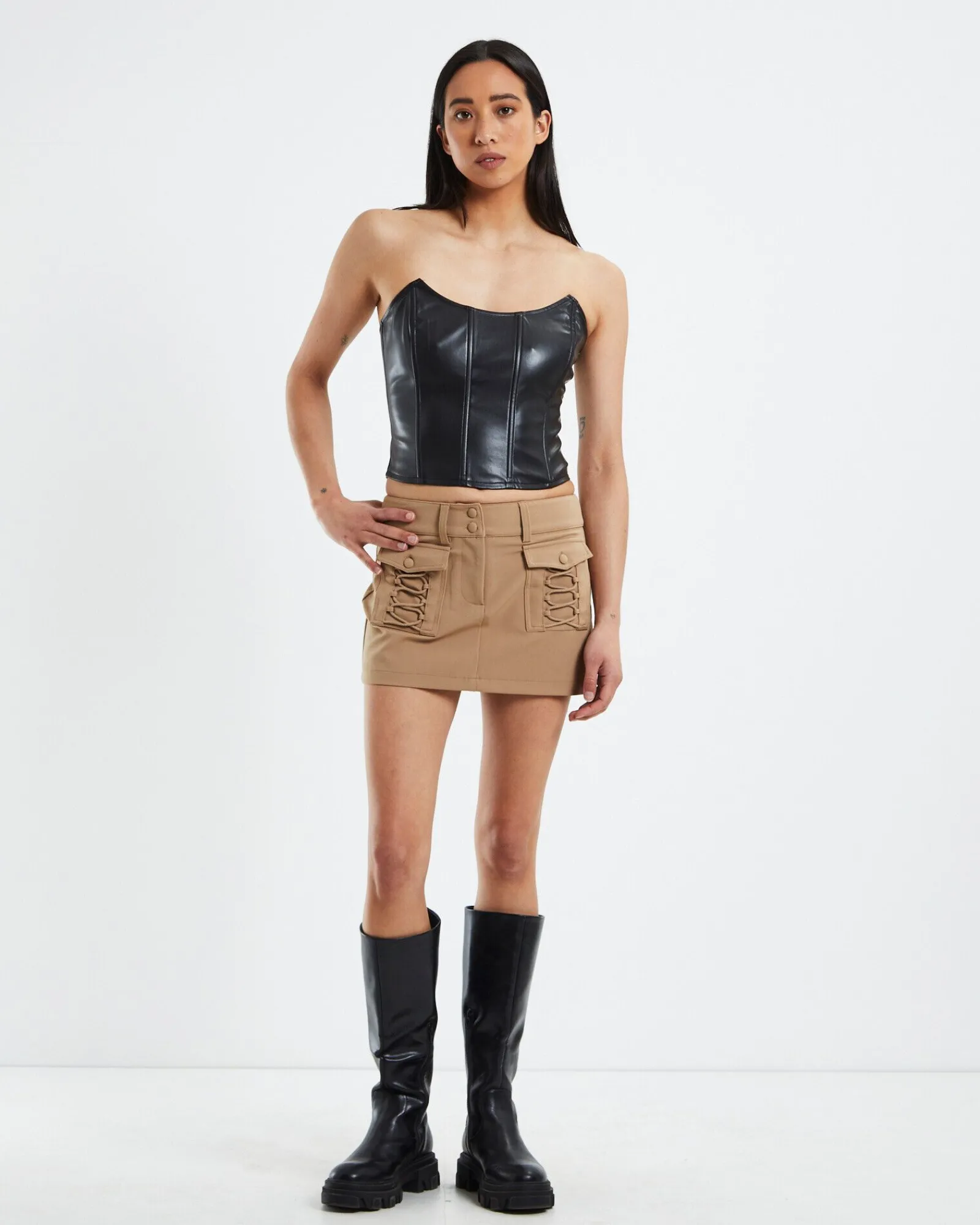 raquel_corset_detail_skir_3.webp Hot NEON HART Raquel Corset Detail Skirt Beige