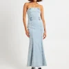 Best INSIGHT Rendezvous Fishtail Maxi Denim Dress