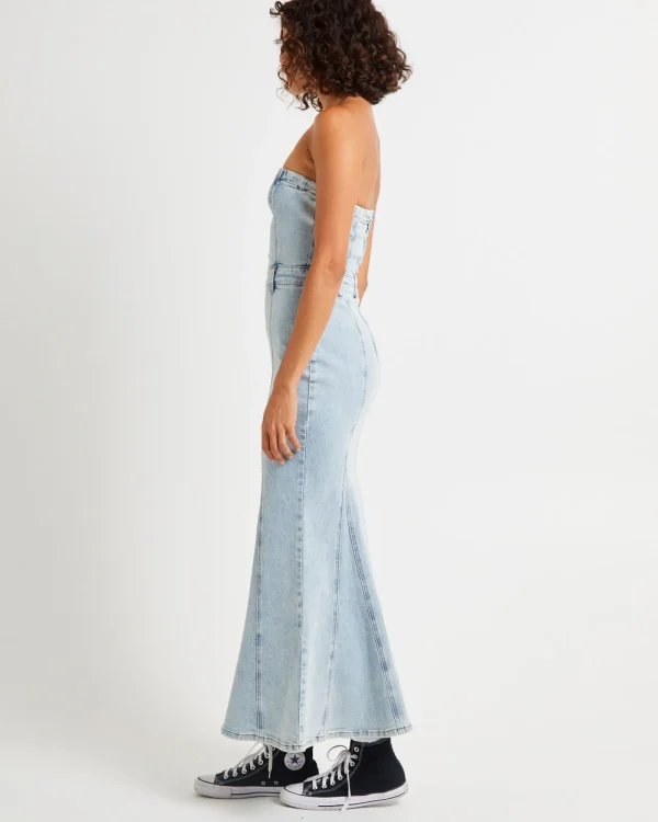 Best INSIGHT Rendezvous Fishtail Maxi Denim Dress