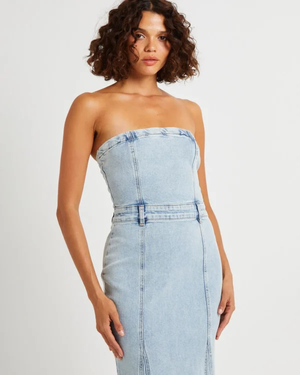 Best INSIGHT Rendezvous Fishtail Maxi Denim Dress