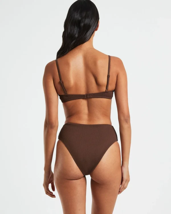 Cheap SUBTITLED Rib Cut Out Underwire Bikini Top In Chocolate Brown