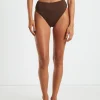 Sale SUBTITLED Rib High Waisted Bottoms In Chocolate Brown